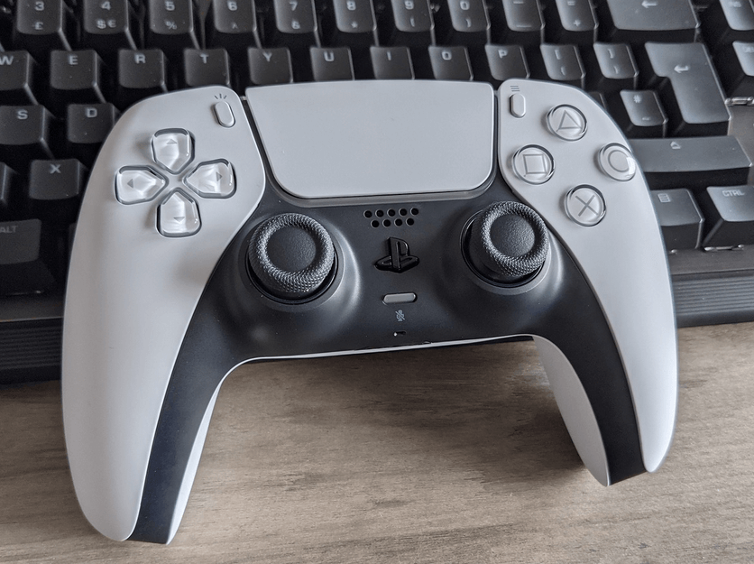 PS5 controller on a keyboard