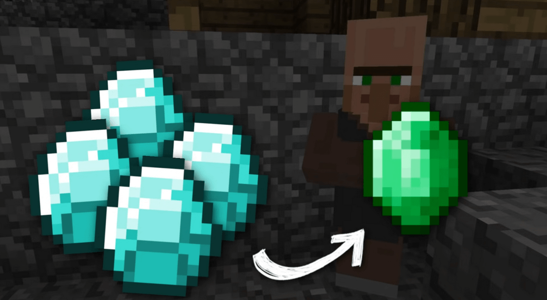 image illustrating diamond trade in Minecraft