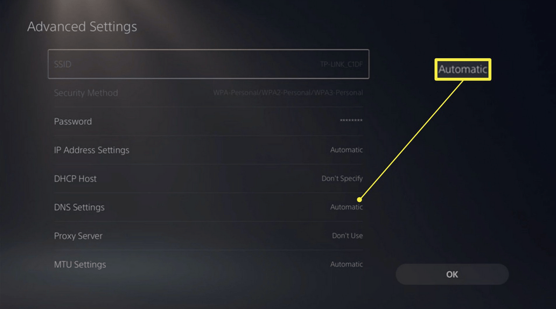 PS5 Internet connection settings
