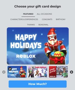choosing roblox gift card design