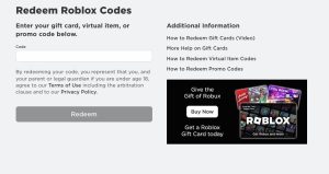 enter roblox gift card code